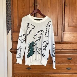 AELFRIC EDEN OVERSIZED DINOSAUR CARTOON PATTERN KNIT SWEATER